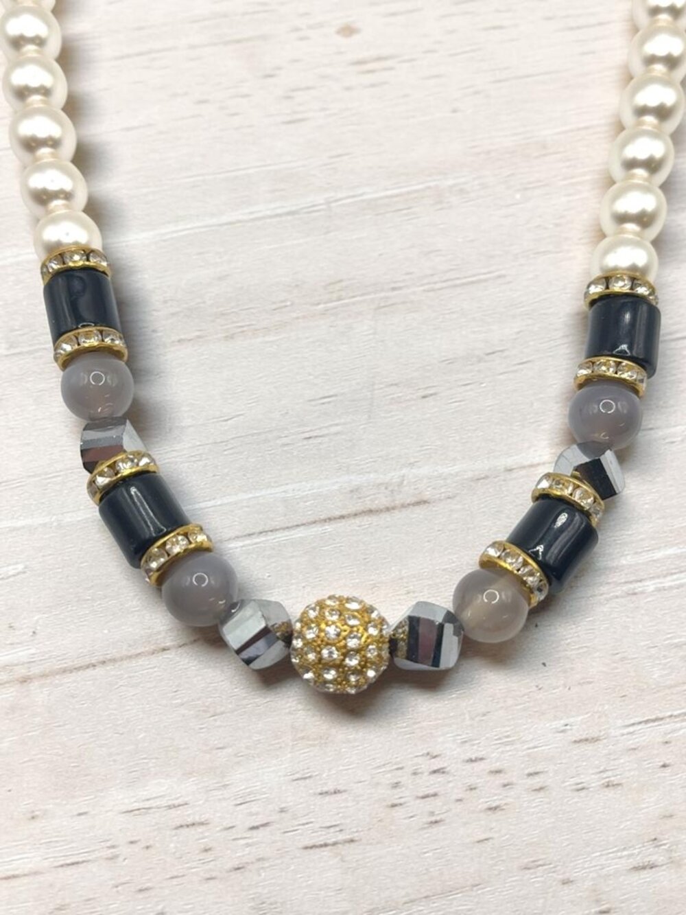 JS Collections Faux Pearl and Bead Necklace